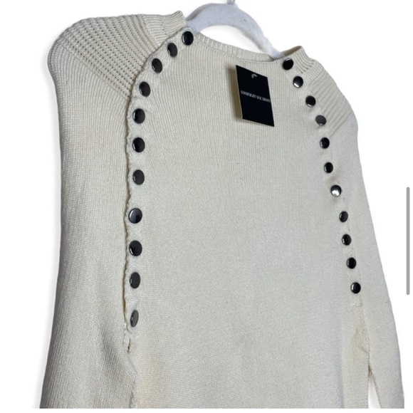 cream knit poncho vintage sweater cape - Picture 5 of 6